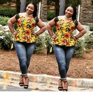 Ankara (African fabric) fringe top/blouse